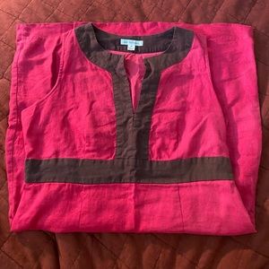 Pink and brown lightweight midi dress